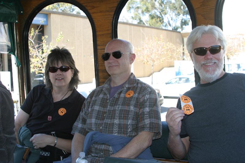 Carlsbad 047 On the tram, Petra, Steve, Larry